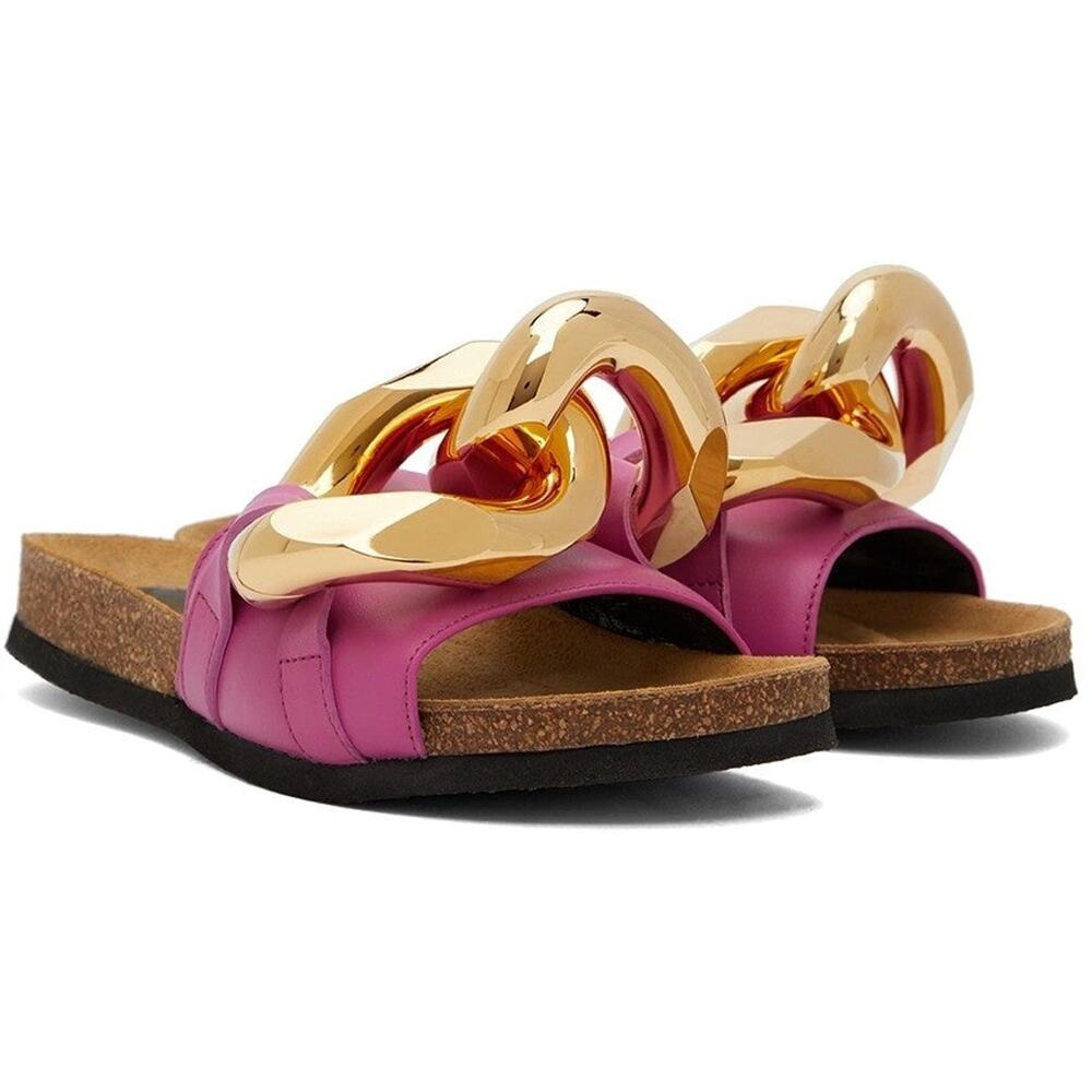 JW ANDERSON Pink Chain Slides Sandals - 6.5